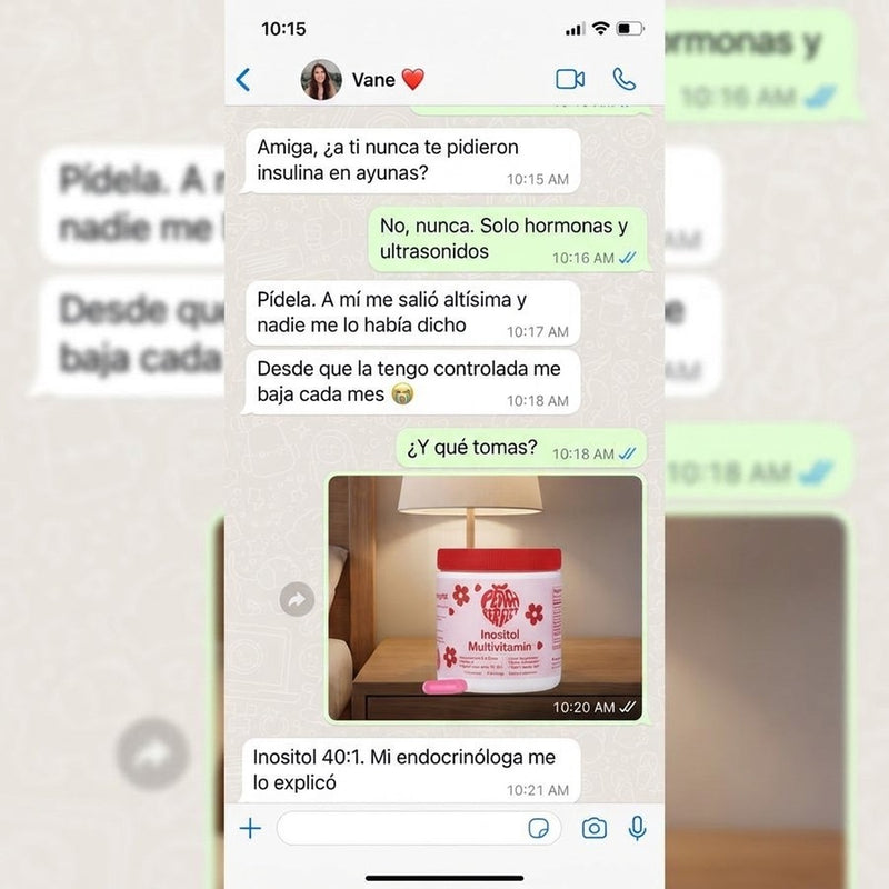 Conversación de WhatsApp entre dos amigas sobre la insulina en ayunas
