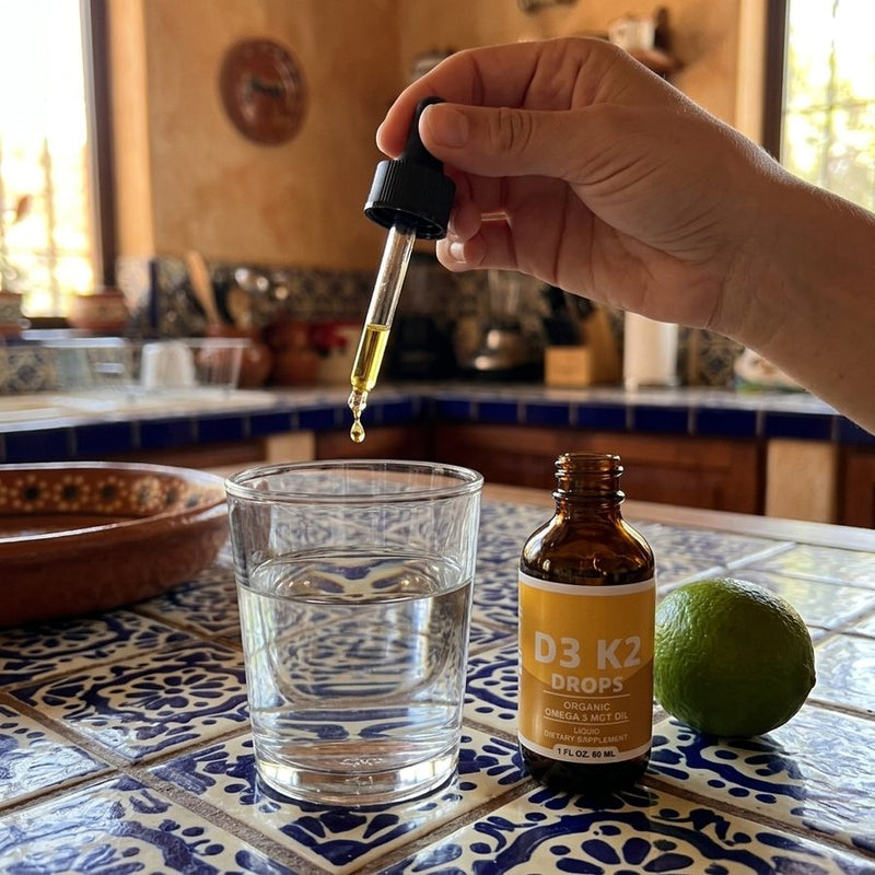 Gotas de AURÉA cayendo en un vaso de agua