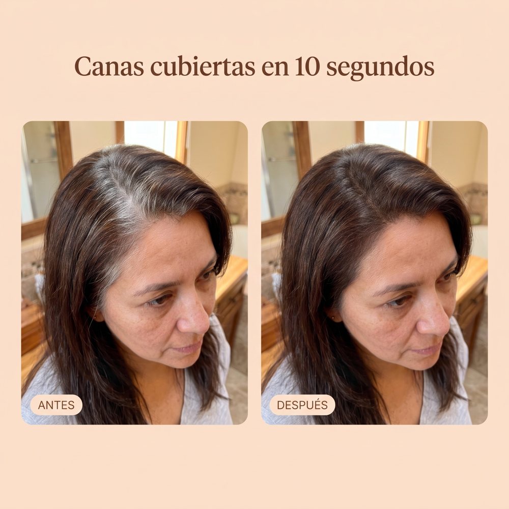 Antes y después: canas cubiertas en 10 segundos