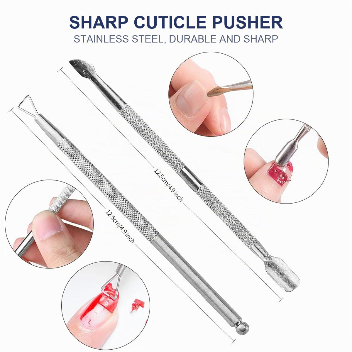 Stainless steel cuticle pusher
