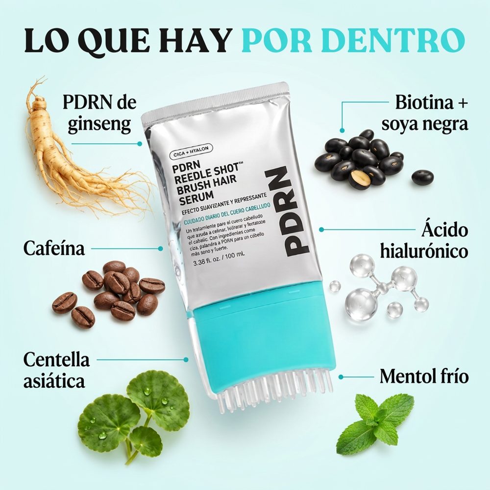 Lo que hay por dentro: PDRN, cafeína, centella, biotina, mentol y ácido hialurónico